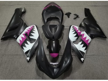 2005-2006 Matte Black and Pink Shark ZX6R Fairings