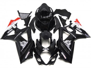 2007-2008 Custom Black with Hint of White and Red GSXR 1000 Fairings