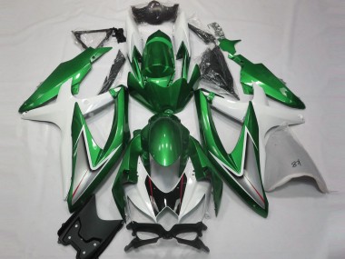 2008-2010 Gloss Green and White GSXR 600-750 Fairings