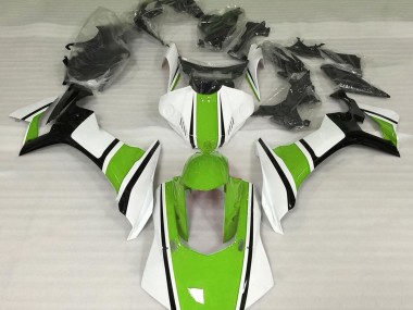 2015-2019 Gloss White Green and Black R1 Fairings